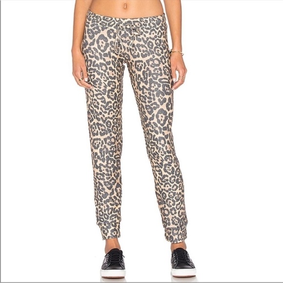 Michael Lauren BEAR Classic SWEATPANT TAN LEOPARD Cuff Jogger Soft Sz M NEW - Picture 1 of 14